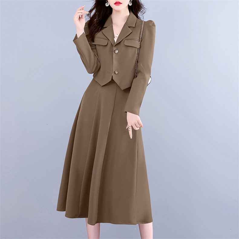 职业套装女高级感2024春秋新款时尚气质女神范小西装连衣裙两件套,女装套装/套裙,卡杰菲
