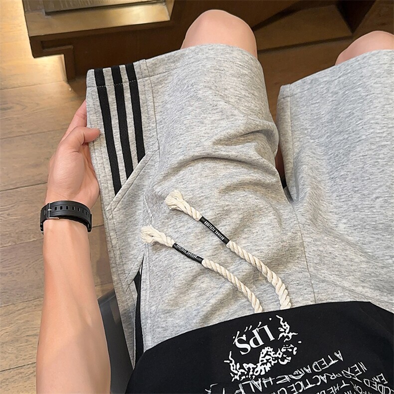 三条杠运动短裤男女宽松休闲设计感松紧腰条纹裤子DK8588-特价P30,男装牛仔裤,电商A007