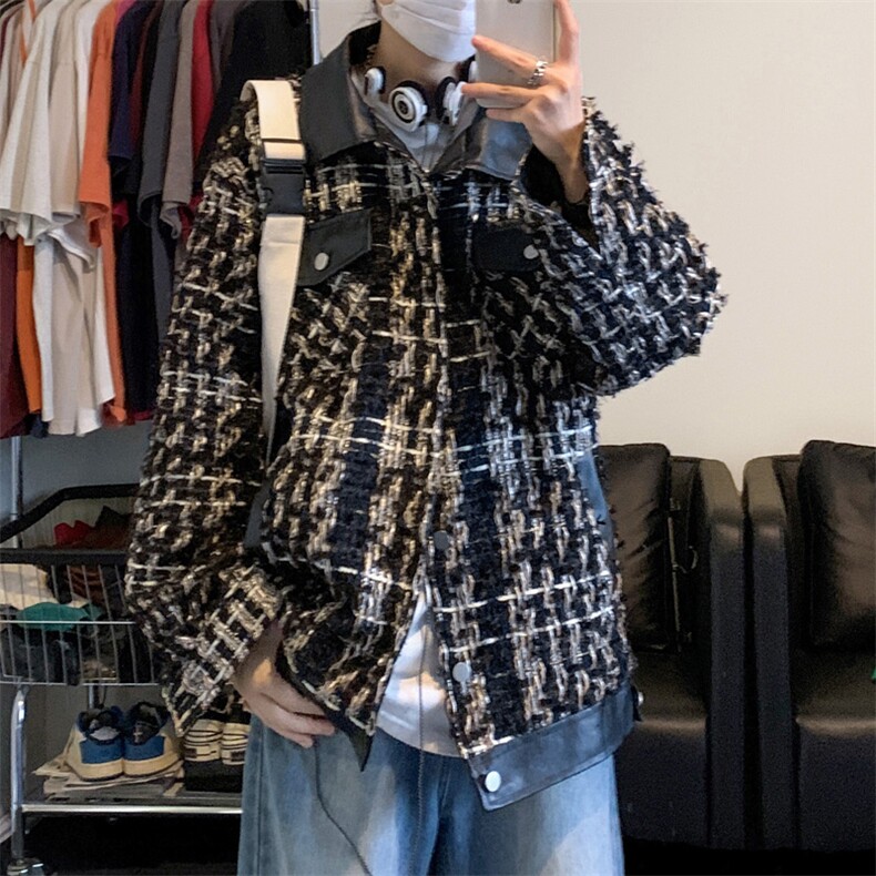 ！抖音直播小香风拼接夹克衫外套CP27-P100,男装夹克,电商B371