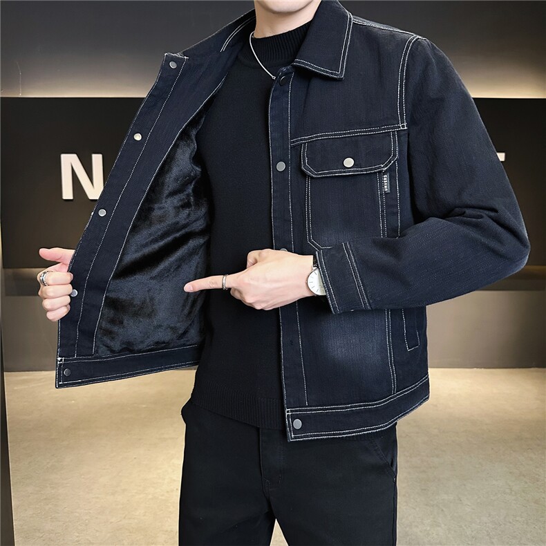 加绒加厚秋冬季夹克外套男2025新款全棉水洗上衣A313-99528-P145,男装夹克,电商A313