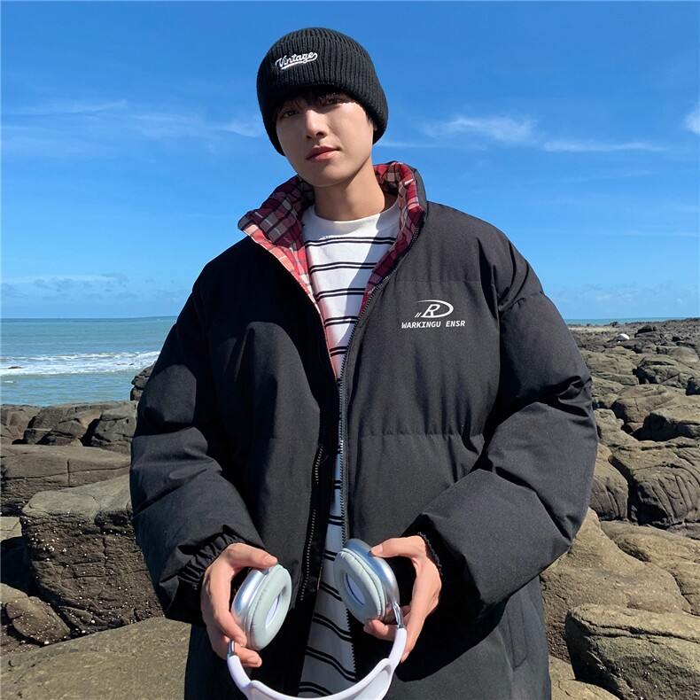 2025冬季格子三防加厚羽绒棉衣情侣撞色棉服外套MY55502特P88,男装棉衣,星座610B-1
