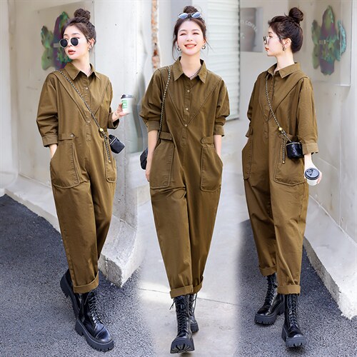 时尚显瘦工装连体裤女春季新款宽松休闲长裤气质百搭潮流女装,女装连体裤,秋水欣儿