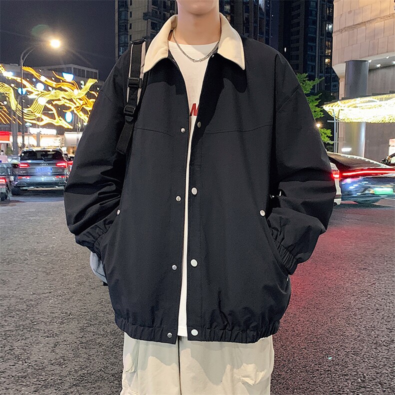 新款港风外景宽松夹克男撞色衬衫领上衣外套MYJ24-7863-P70,男装夹克,星座717