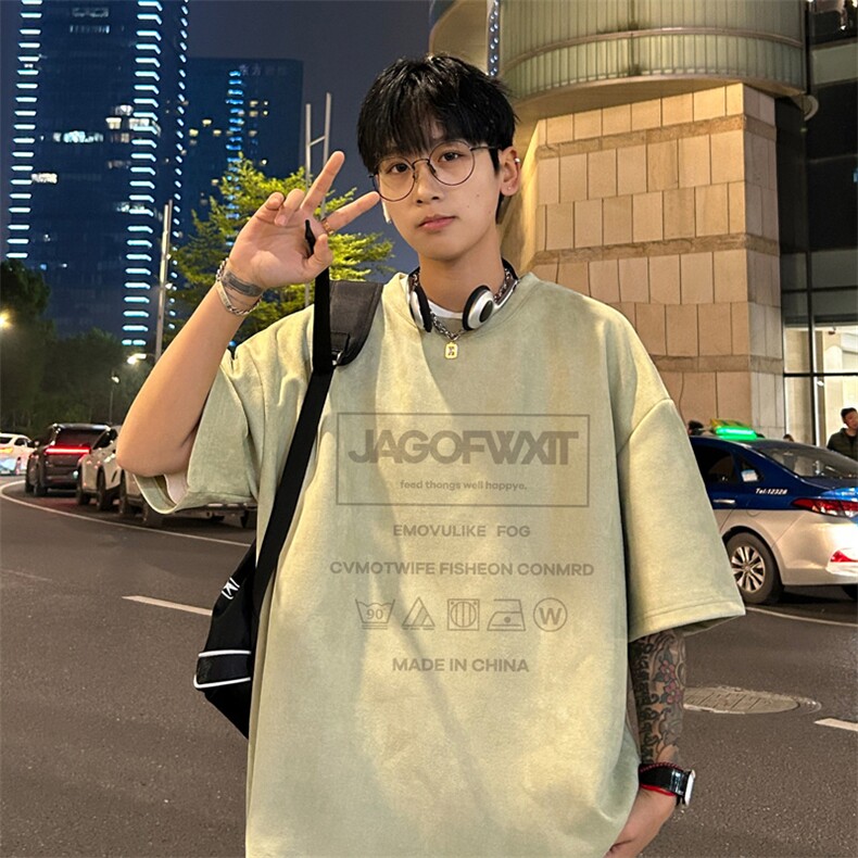 量大优供视频重磅麂皮绒短袖t恤男JT517-特p19,男装T恤,电商B371