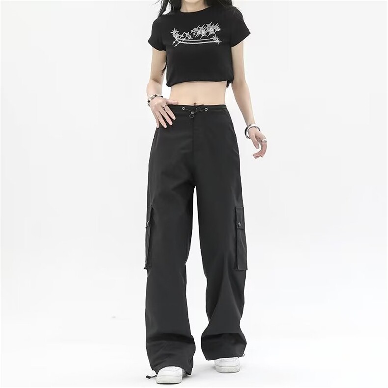 辣妹粉色工装裤女夏季新款宽松直筒休闲裤拖地阔腿长裤TK274-P45,男装休闲裤,星座1008