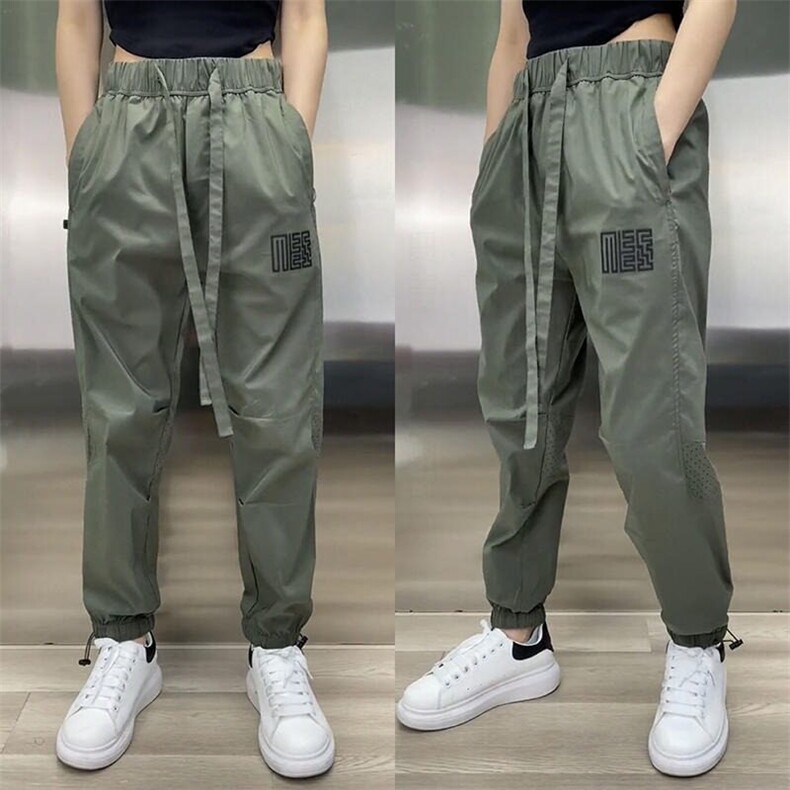 抖音同款运动休闲裤男夏季薄款速干空调裤潮流百搭宽松纯色束脚裤,男装休闲裤,星座506A