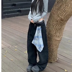 2025新款牛仔裤女美式复古弯刀版型廓形高级感休闲阔腿长裤潮图片