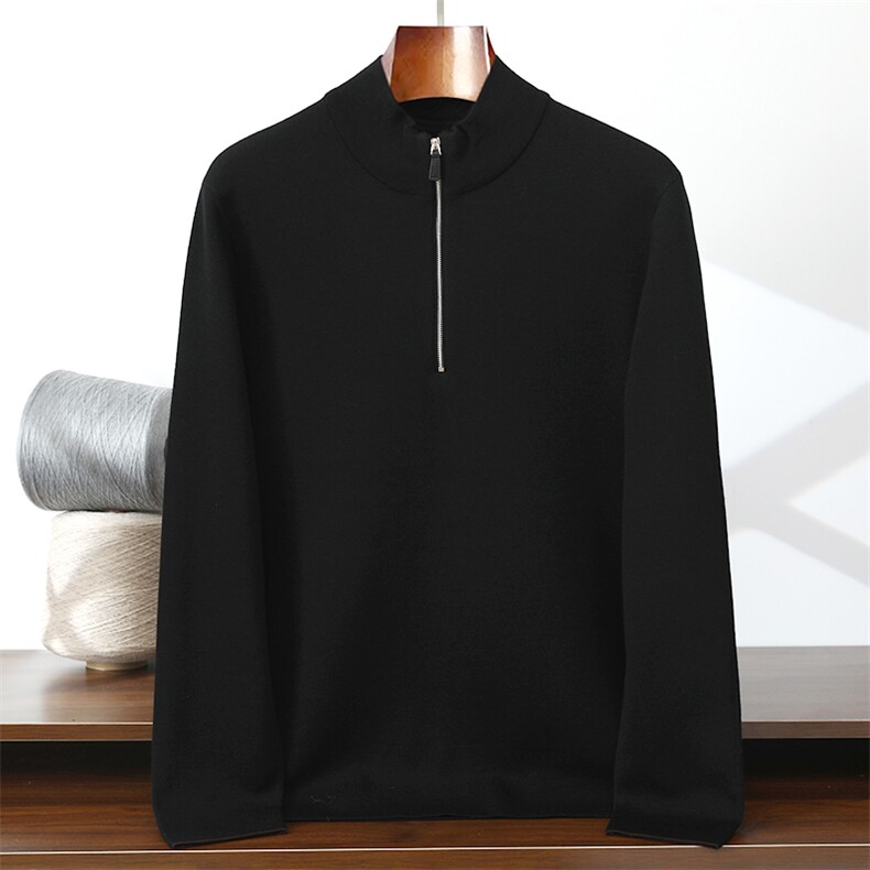 时尚男士半高领羊毛衫秋冬保暖百搭修身针织衫青年潮流长袖毛衣男装，男装羊毛衫，清联羊绒