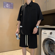 酒店青少年舒适超薄运动速干抗皱冰丝套装TZ21-特批70，男装休闲套装，星座718