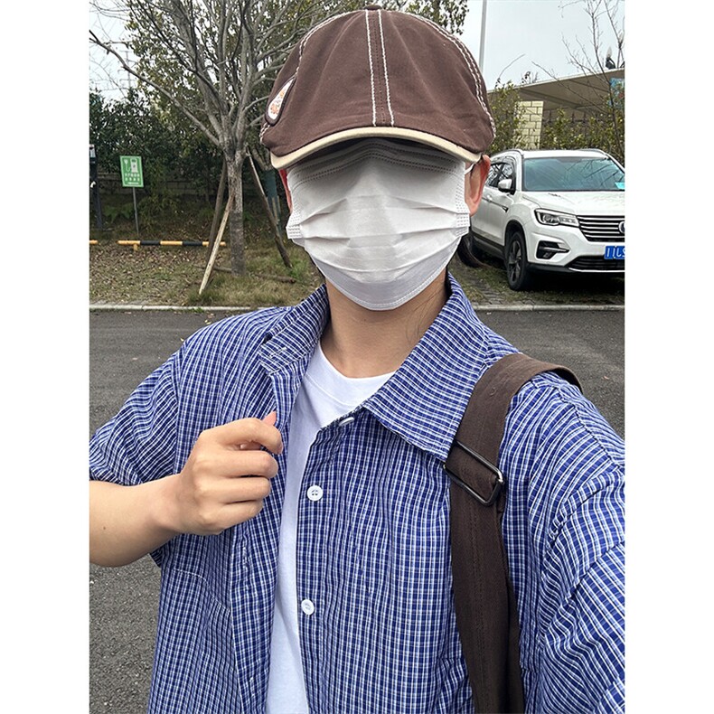 格子衬衫春夏美式短袖衬衫港风情侣装休闲衬衣CS286-P30,男装T恤,星座301C-5
