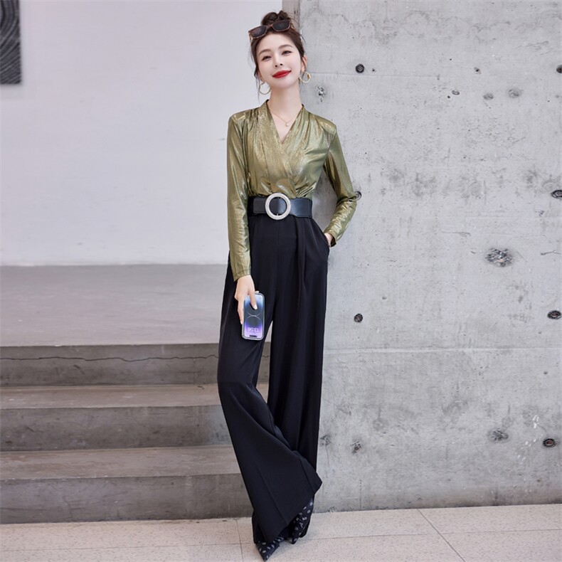 欧货时尚连体裤女2024夏新款女高腰修身阔腿裤垂感连衣裤职业,女装连体裤,微微衣阁