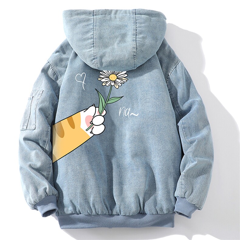 牛仔外套男大码加厚加绒衣男羊羔毛服男NM53265-P140网格,男装棉衣,电商A040A