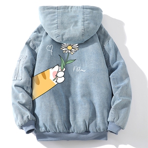 牛仔外套男大码加厚加绒衣男羊羔毛服男 NM53265-P140  网格图片