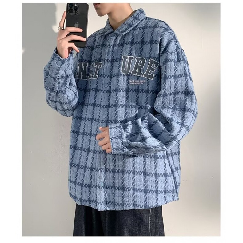 小香风格子外套男春秋季翻领夹克港风潮流宽松情侣衣服JK2301/P52,男装夹克,星座506