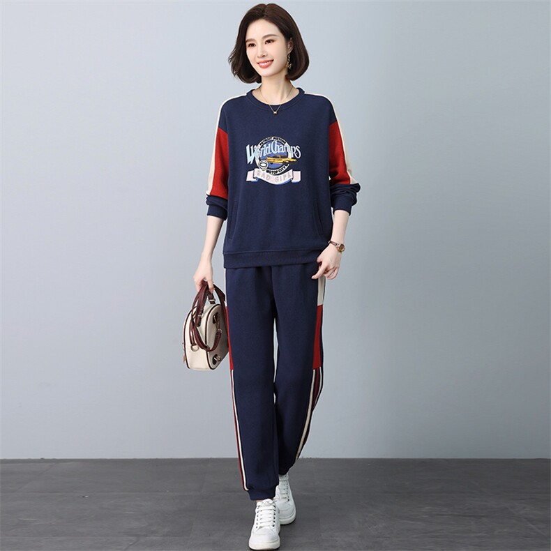 卫衣套装女2024新款春秋款时尚洋气爆款中年妈妈运动休闲两件套潮,女装套装/套裙,忆绮罗
