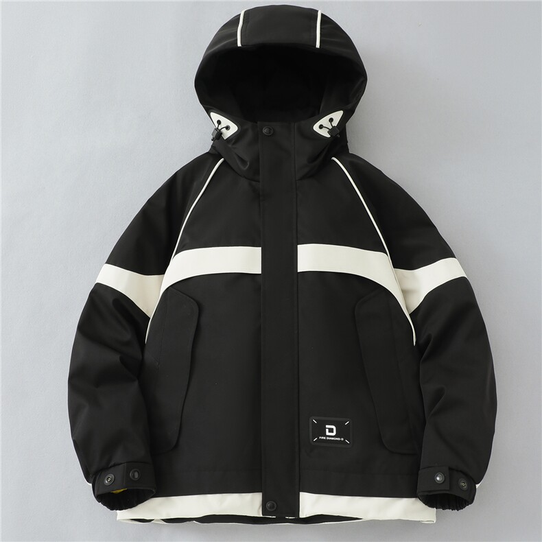 潮牌炸街派克服工装羽绒服女2025新款冬季90白鸭绒连帽保暖外套,男装羽绒服,电商A234