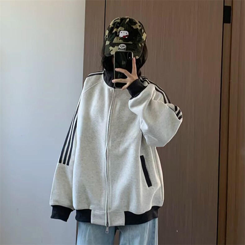 抖音得物高品质26春装美式高街重磅结构拼接织带立领卫衣外套CM42,女装短外套,电商A486