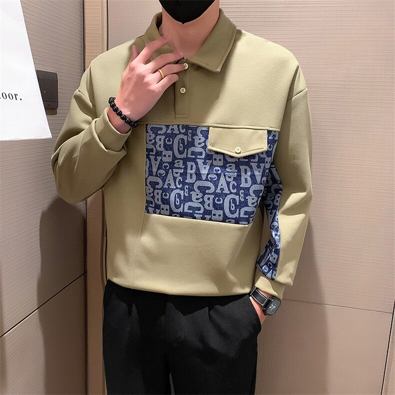 重磅高级感卫衣男春秋季2024新款潮牌翻领Polo衫百搭上衣WY03-P68,男装卫衣,电商D323（原B261）