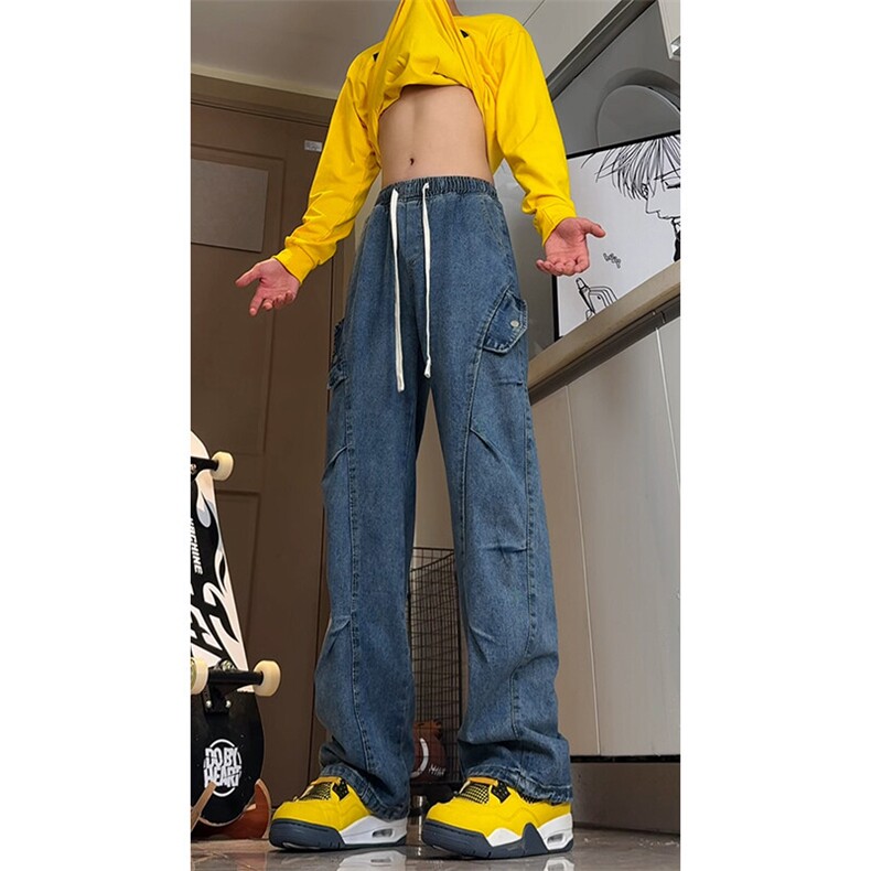 高品质B221美式ins高街暗黑宽松工装牛仔裤LK24340-P65控88,男装牛仔裤,电商B221