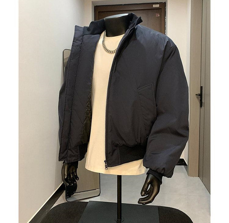 现货26春装美拉德立领飞行夹克纯色复古廓形高街棒球服外套,男装夹克,电商A486-1