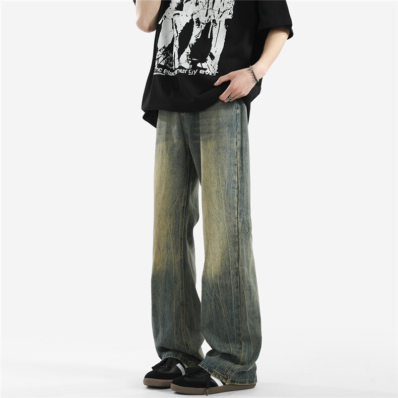 C315-G3022现货高质量高街复古重工洗水猫须马骝牛仔裤(P65限89)1，男装牛仔裤，电商C315