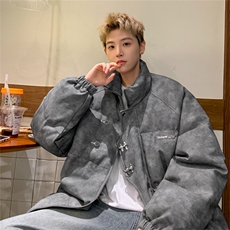 现货金属飞机扣美式高街复古PU棉衣宽松外套棉服男M2388p128控168，男装棉衣，星座506-1