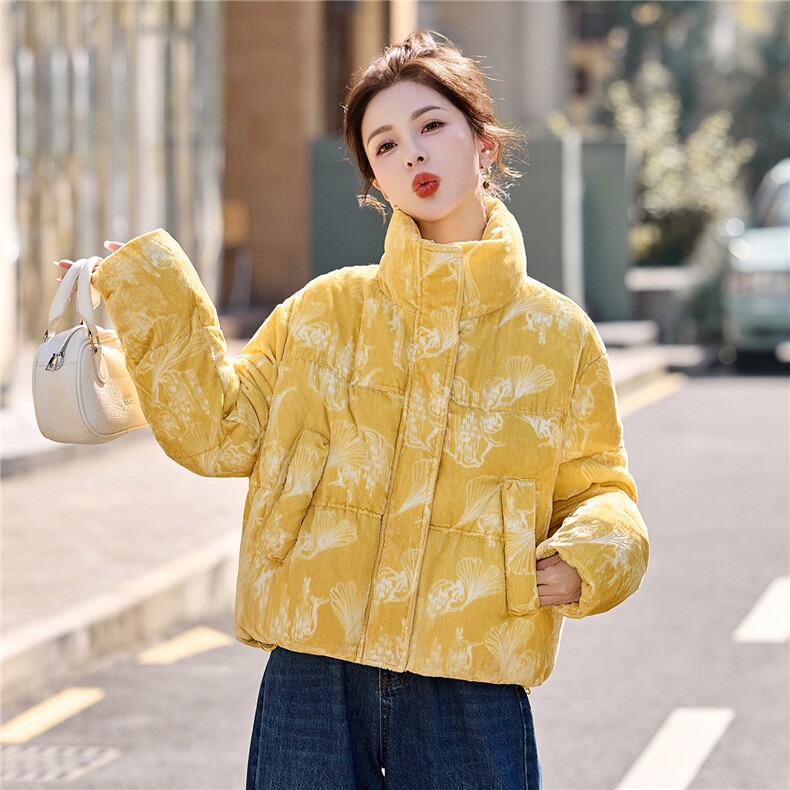 现货时尚面包服立领羽绒服女2025冬季新款宽松洋气短款白鸭绒外套,女装羽绒服,伊仟回