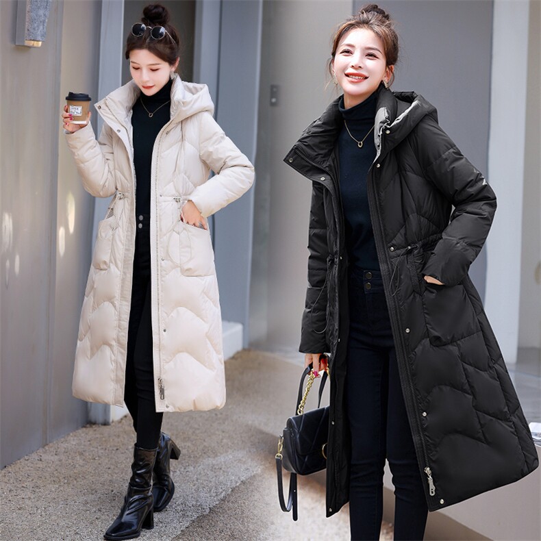 2023新款现货90白鸭绒羽绒服女连帽面包服时尚宽松保暖外套,女装羽绒服,时尚俏佳人
