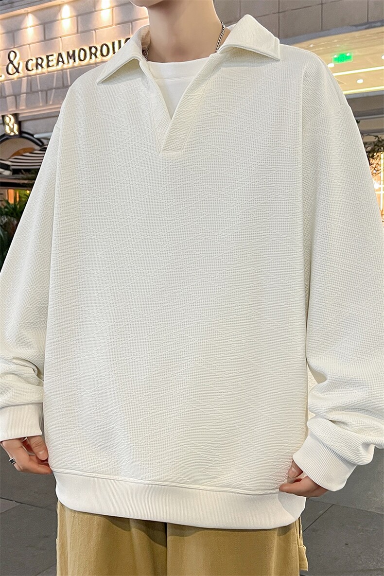 春季新款大码男士翻领套头提花卫衣6657-P42大码元,男装卫衣,星座209
