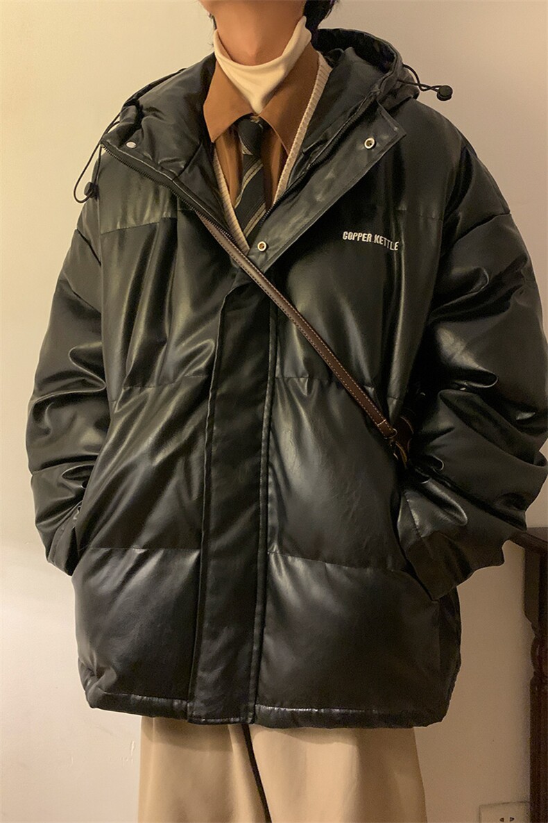 MY2089/P130连帽宽松韩版加厚皮衣棉衣棉服男潮大码学生棉袄外套,男装皮衣,电商A141
