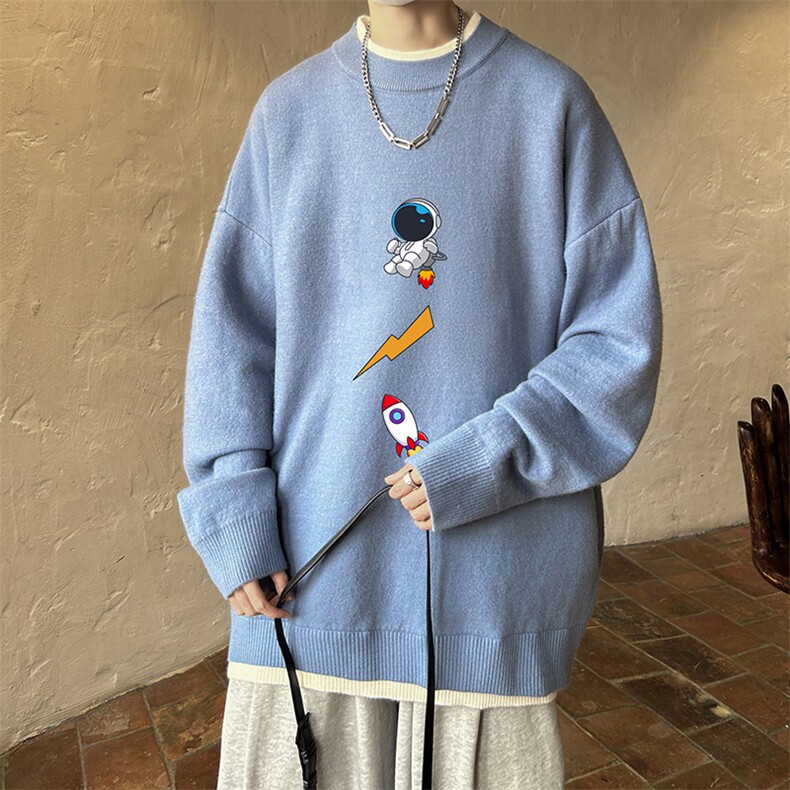 控78假两件毛衣男大码加绒针织衫男毛线衣M80165-P55加绒P70,男装针织衫/毛衣,电商A040