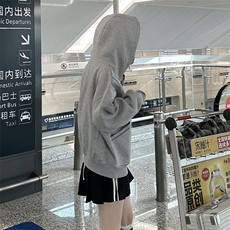 抖音得物高品质秋冬美式高街重磅结构辑明线纹理连帽卫衣外套W111，男装卫衣，电商A486