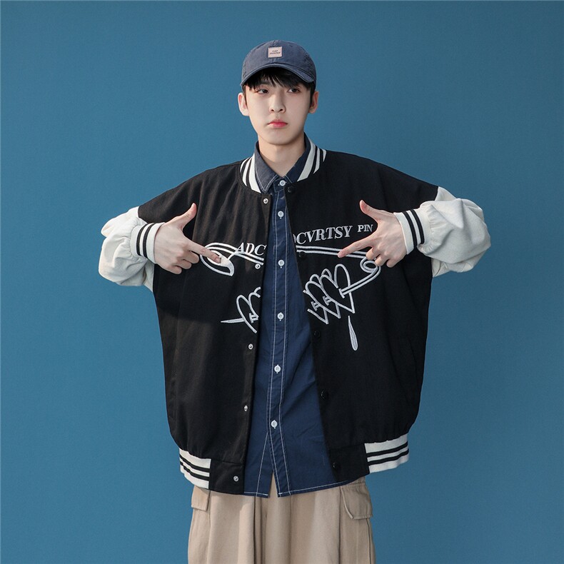 26春季款潮流休闲宽松情侣刺绣夹克外套JK9107/P30,男装夹克,星座202