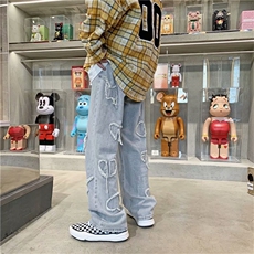 阔腿牛仔裤宽松秋冬炸街设计感小众原宿风裤子高街ins潮N1822-P45，男装牛仔裤，星座1008