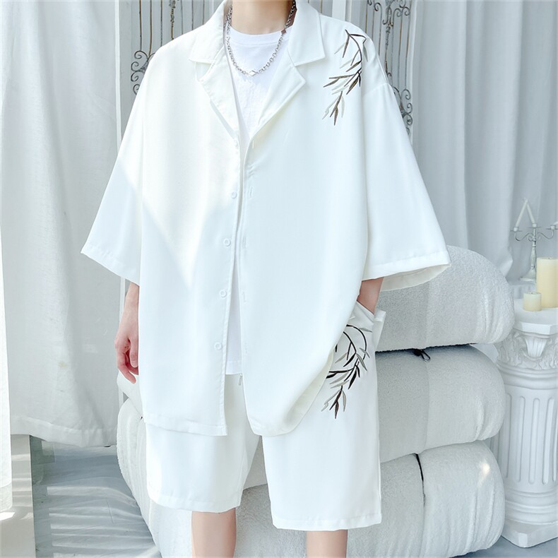 TZ96971/P960夏季新款新中式风刺绣西服领衬衣裤子套装男两件套，男装西服，电商A141