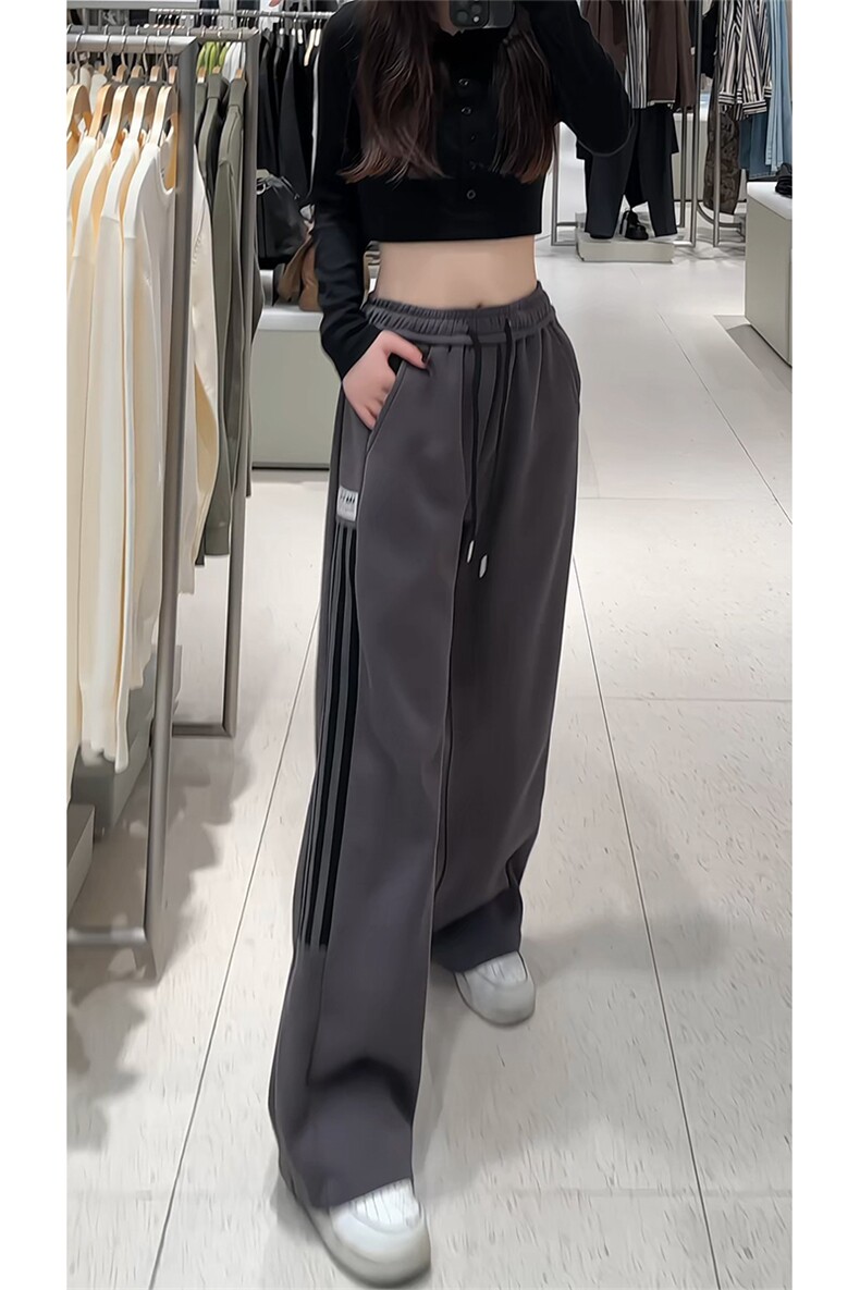 加绒加厚美式条纹运动卫裤A496特P49控88,男装休闲裤,电商A309