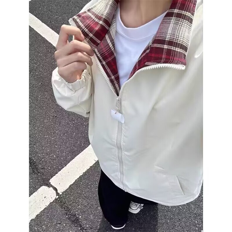格子拼接夹克棉服男款秋冬加棉加厚高级感棉衣外套立领飞行服棉袄,男装夹克,电商B323A