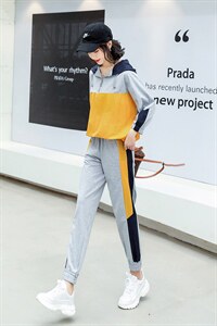春夏新品韩版运动套装7分袖宽松休闲气质套装图片