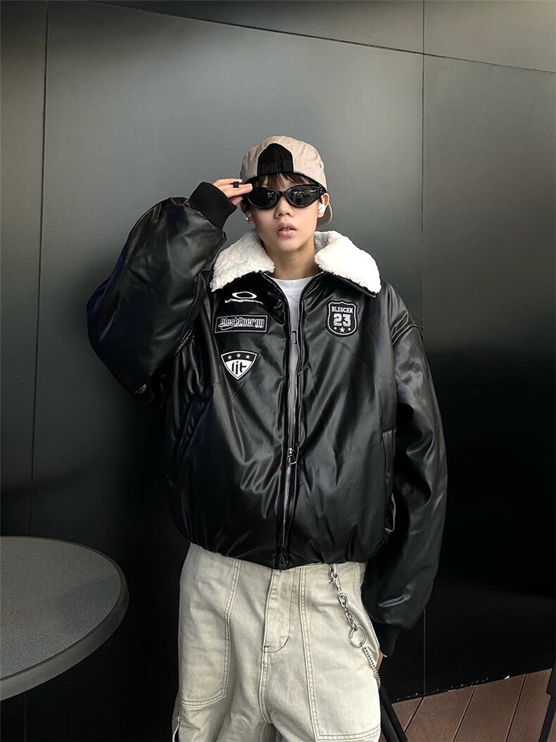 【网图现货】冬季加厚PU皮刺绣保暖棉服M68/P100,男装夹克,星座205-3