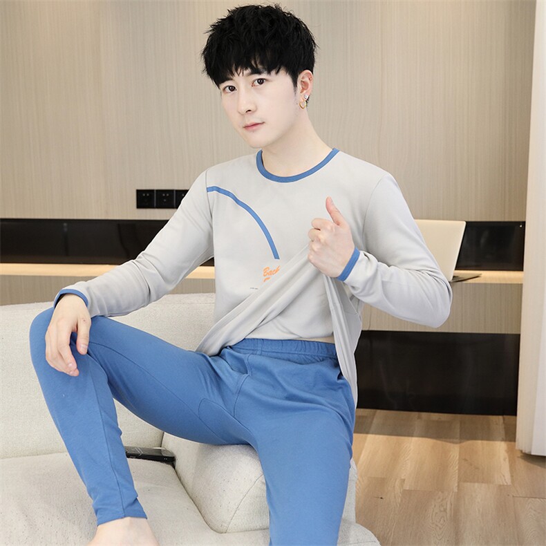 男士秋衣秋裤纯棉面料薄款保暖内衣套装TZ1505-P42,男装休闲套装,星座310B-3