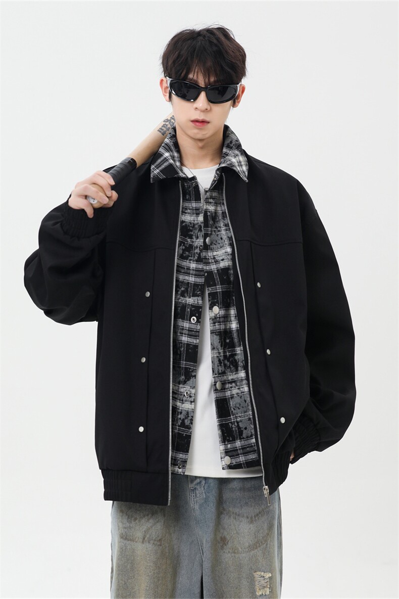 秋季假二件休闲痞帅工装翻领夹克潮流外套XZ301b-2-JK2589P78,男装夹克,星座301B-2（原A443-1）