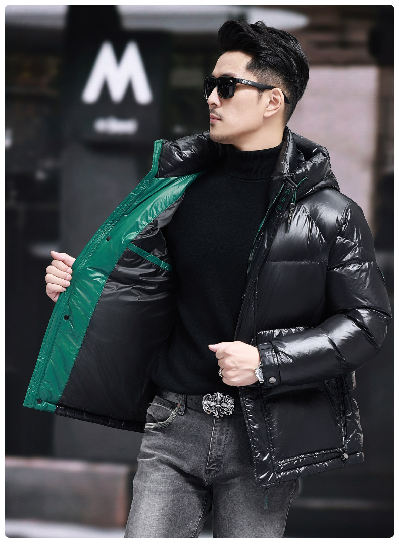 高品质脱卸帽短款90白鸭绒羽绒服外套中年男装加厚羽绒服夹克,男装夹克,钱塘723