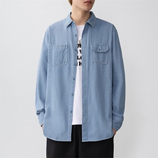 25年春季长袖衬衫工装潮流牛仔衬衣宽松现货DS-C323-1-N82-批50，男装衬衫，电商C323-1