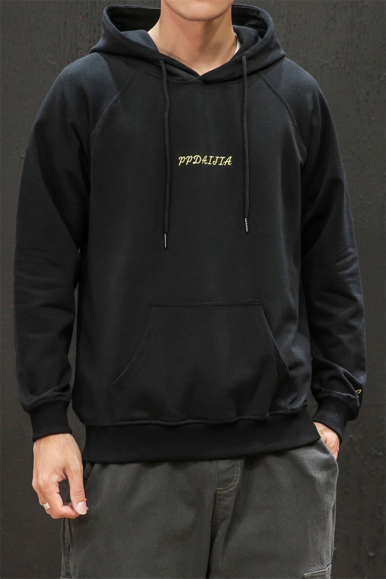 2021春季新日系马切达大码潮男字母刺绣连帽套头卫衣W605-P45,男装卫衣,电商A001