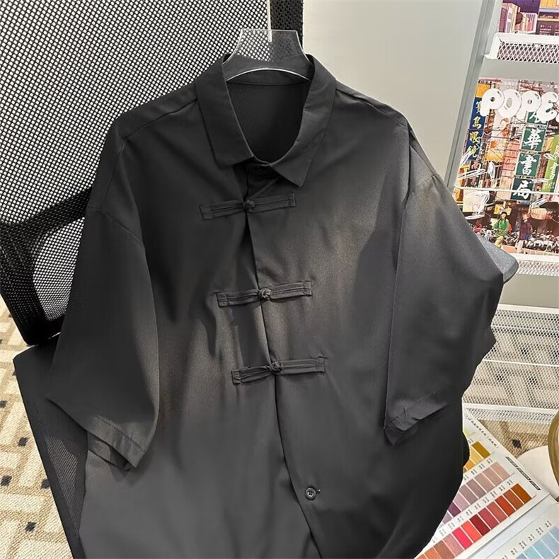 新中式风短袖衬衫男2024夏季新款设计感小众衬衣 CS171 P35图片