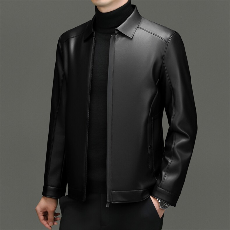 DF23901钱塘2020-2商务休闲冬季厚款翻领中年男士皮衣外套P160,男装皮衣,钱塘207-2