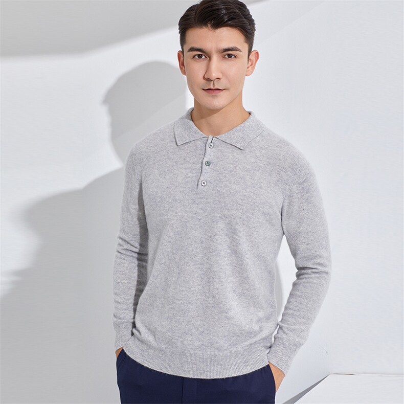 高品质男士羊绒POLO衫简约时尚舒适保暖商务休闲,男装羊绒套衫,牧群羊绒