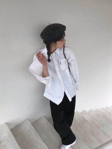 春季新款口袋刺绣衬衣，女装，Queena PHoebe