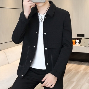 直播春季新款男士简约翻领商务休闲时尚百搭夹克外套JKD01P90图片