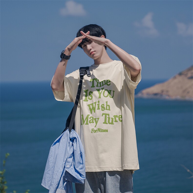 日系百搭短袖宽松潮牌半袖嘻哈男装T恤B225-T9206-P40-X55,男装T恤,电商B225